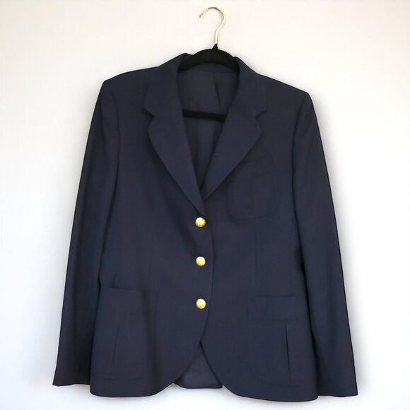 Jackets & Blazers - Vintage Navy 'School Boy' Blazer with Gold Buttons – Classic Preppy Style